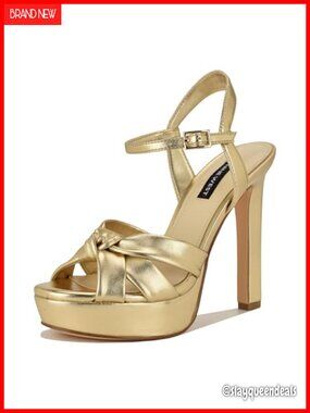 Faux Leather High Block Heel Dress Sandals with Knot Detail Ankle Strap